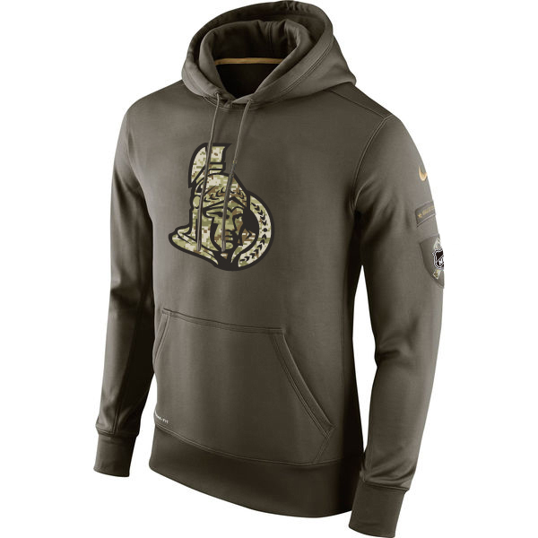 Men NHL Ottawa Senators Nike Olive Salute To Service KO Performance Hoodie Green->calgary flames->NHL Jersey